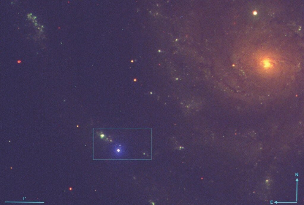 Image: <a href="https://www.keckobservatory.org/sn2023ixf" target="_blank">E. Zimmerman et al., Weizmann Institute of Science/Liverpool Telescope</a>