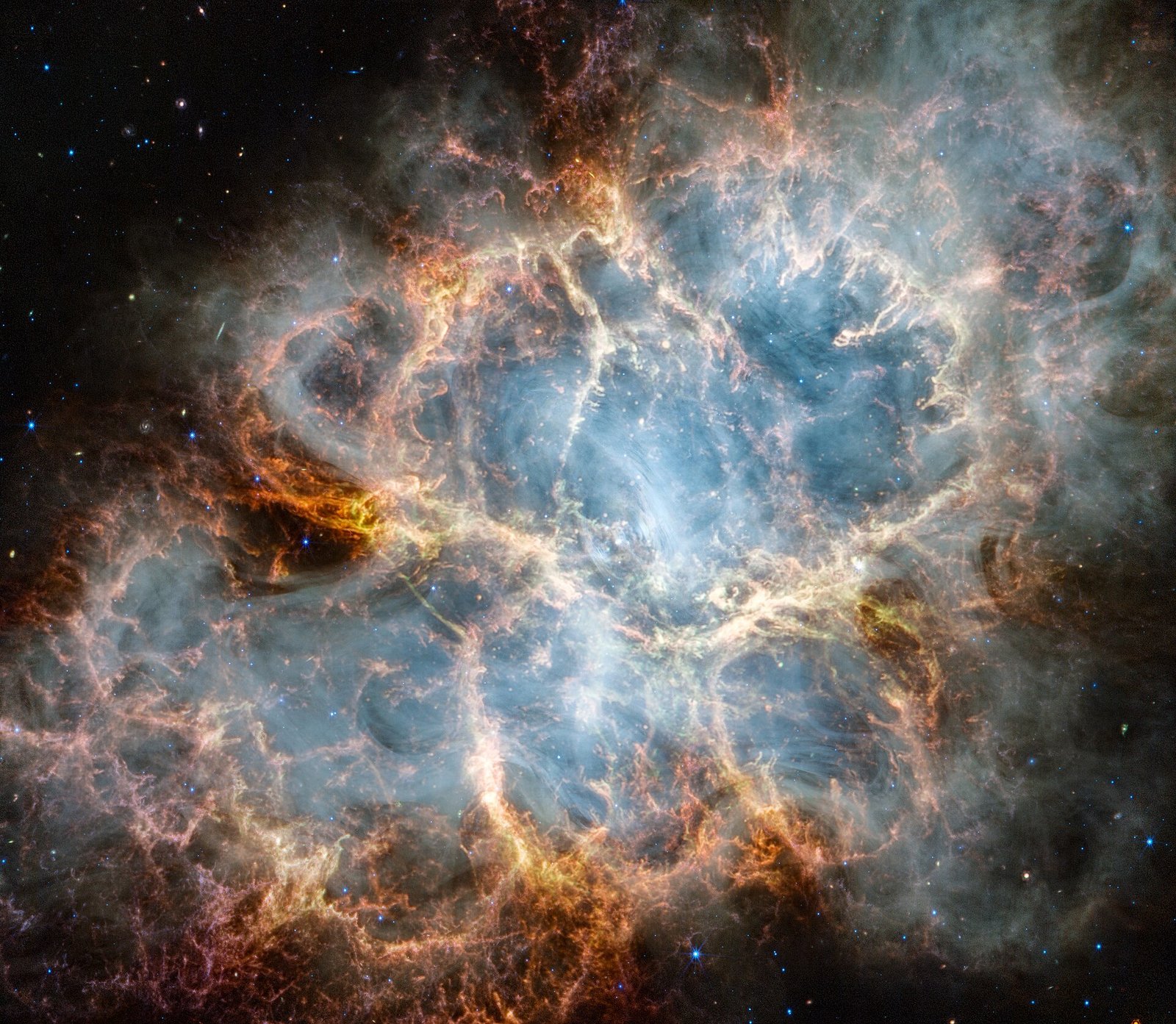 utf-8 The Crab Nebula, seen by the Webb Space Telescope.
