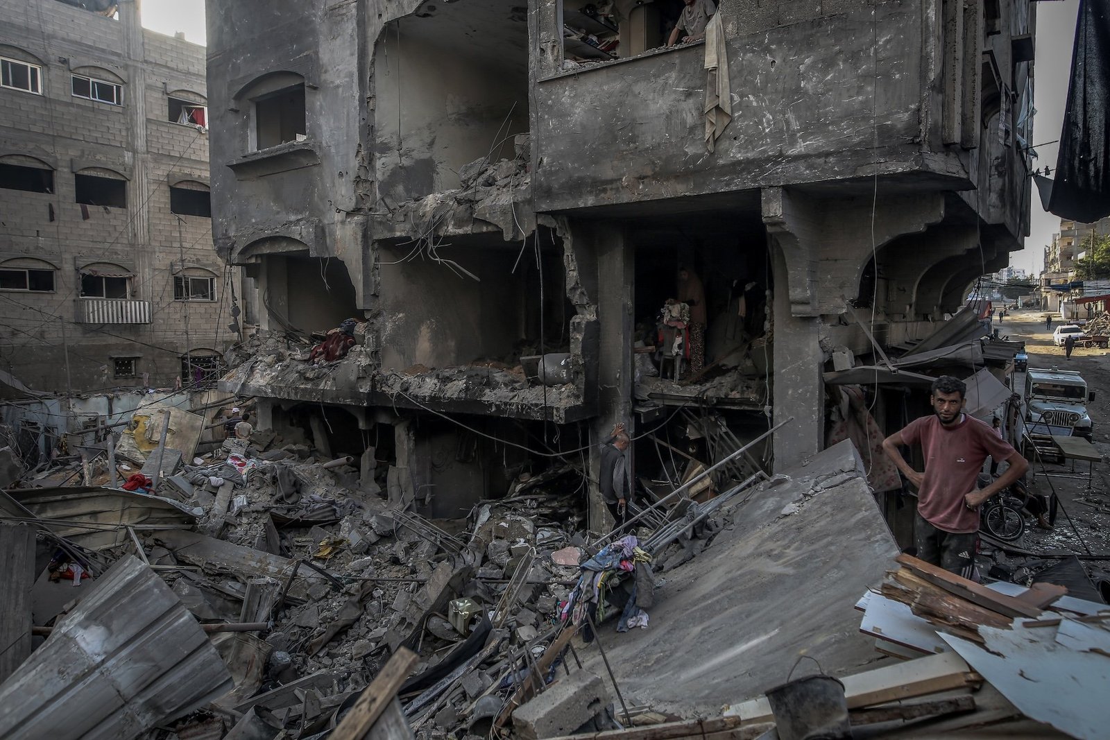june-26-2025-gaza Palestinians search for usable items in the rubble of heavily damaged and collapsed buildings after Israeli attacks on Al-Shati refugee camp in Gaza City, Gaza on June 26, 2025.