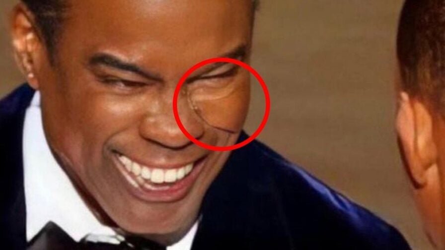 chris-rock Image likely enhanced by AI of Chris Rock from March 2022 that added a weird fold to his skin.