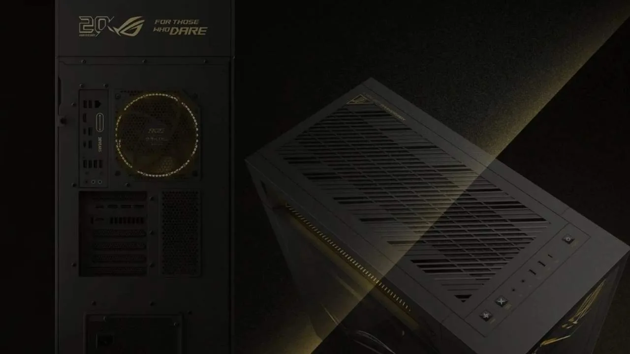 ROG G1000 Edition 20, holografik fanlarıyla donatılmış oyun PC’sini vitrine taşıyor.