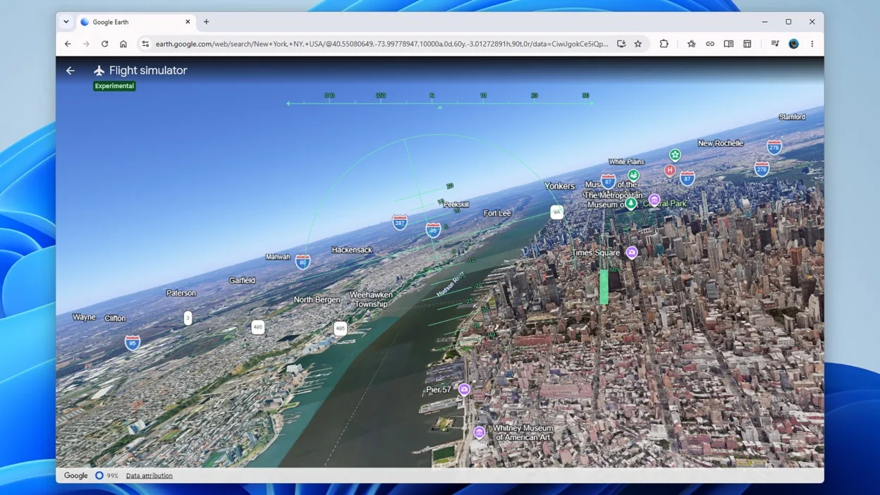Google Earth, artık tarayıcı üzerinden sanal uçuş deneyimi sunmaya başladı.